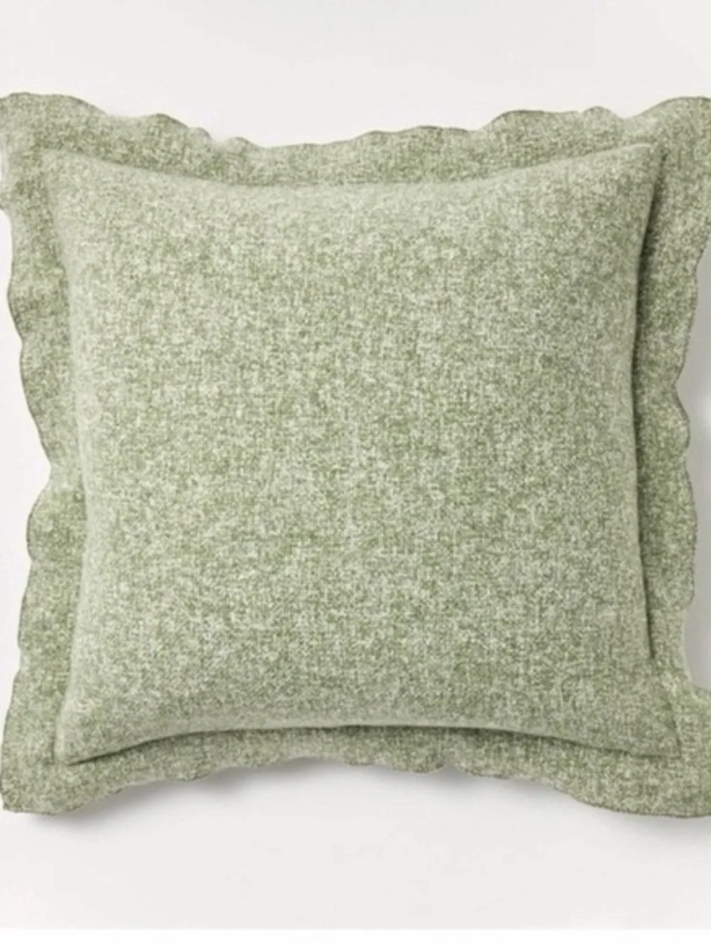 Studio McGee Soft Green Heathered Throw Pillow with Ruffle Edge